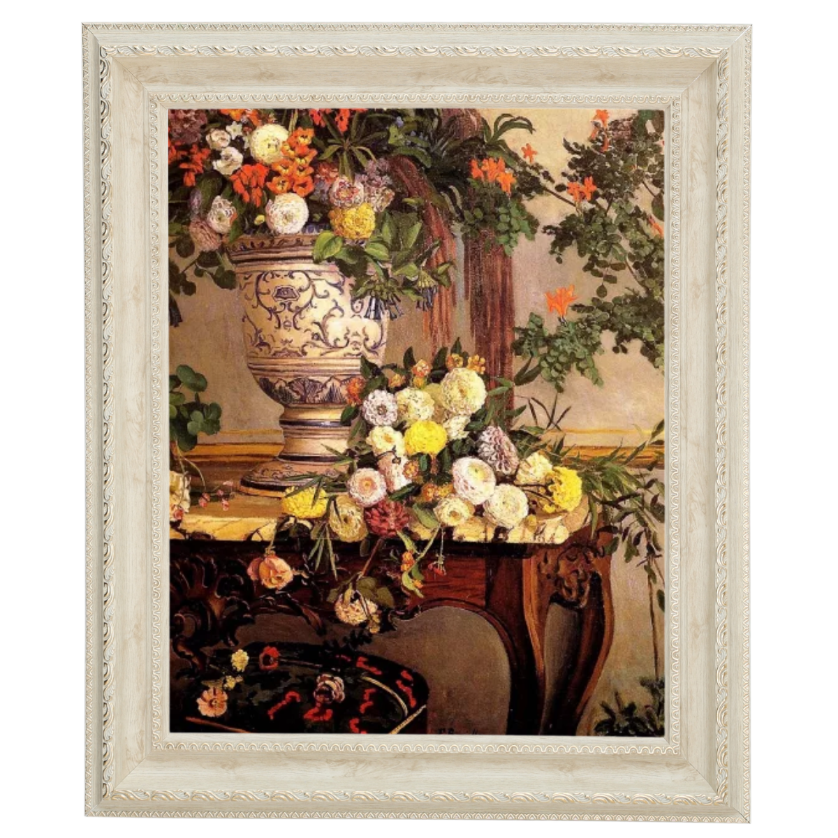 Frederic Bazille Flowers Oil Painting Reproduction in Decorative Frame