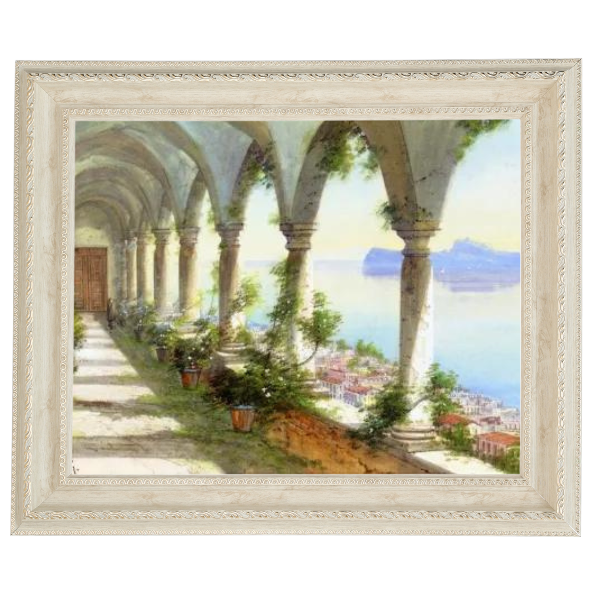 Capri colonnade view painting framed