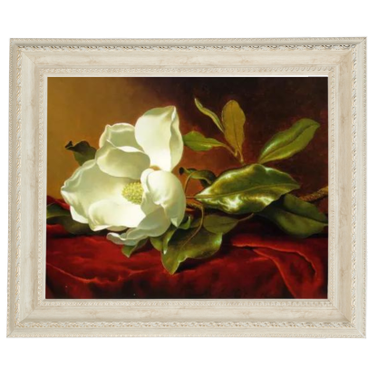 Magnolia flower oil painting on red velvet