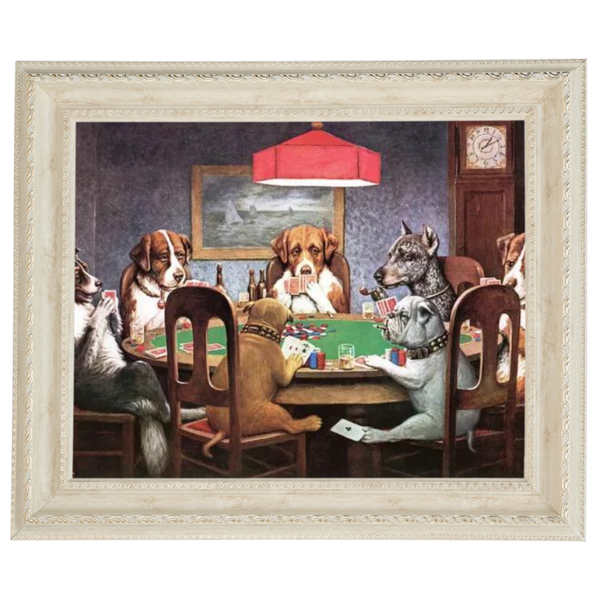 Dogs Playing Poker Art Print in Ornate Frame
