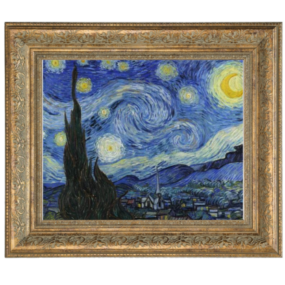 Van Gogh Starry Night oil painting, gold frame, dining room decor