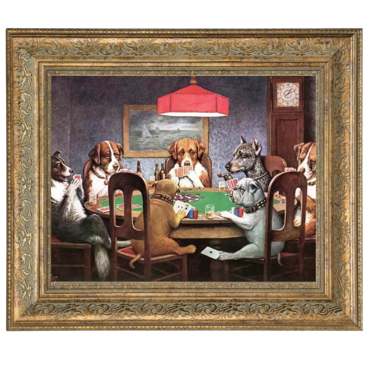 Dogs Playing Poker - Hand-painted Oil Reproduction Art Print