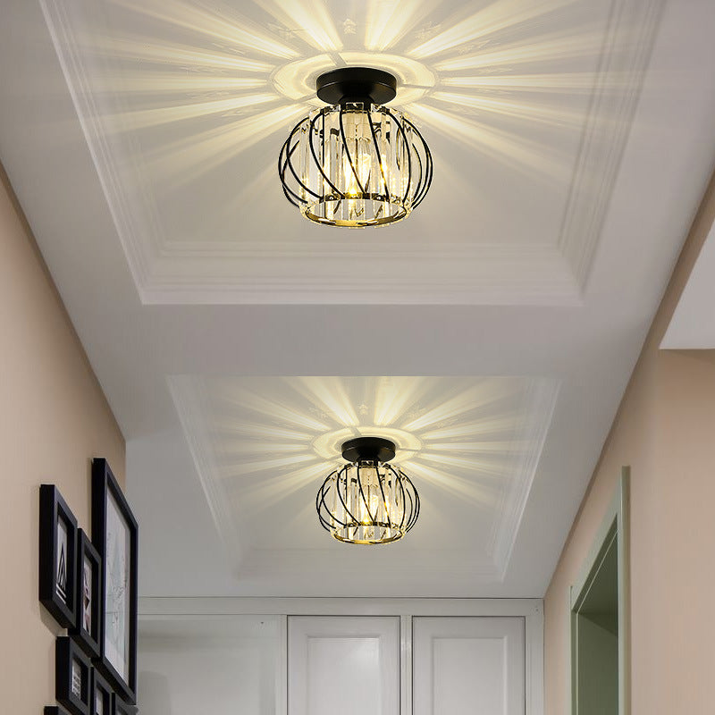 Crystal ceiling lights in hallway, enhancing modern home interior