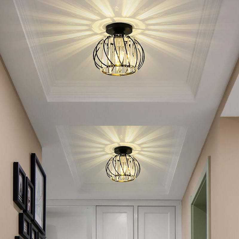 Crystal ceiling lights in hallway, enhancing modern home interior