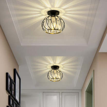 Crystal ceiling lights in hallway, enhancing modern home interior