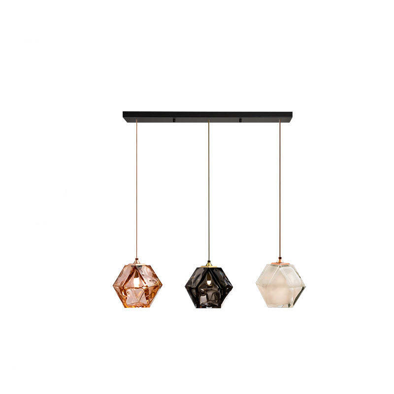Hailie Polyhedron pendant light with three colors