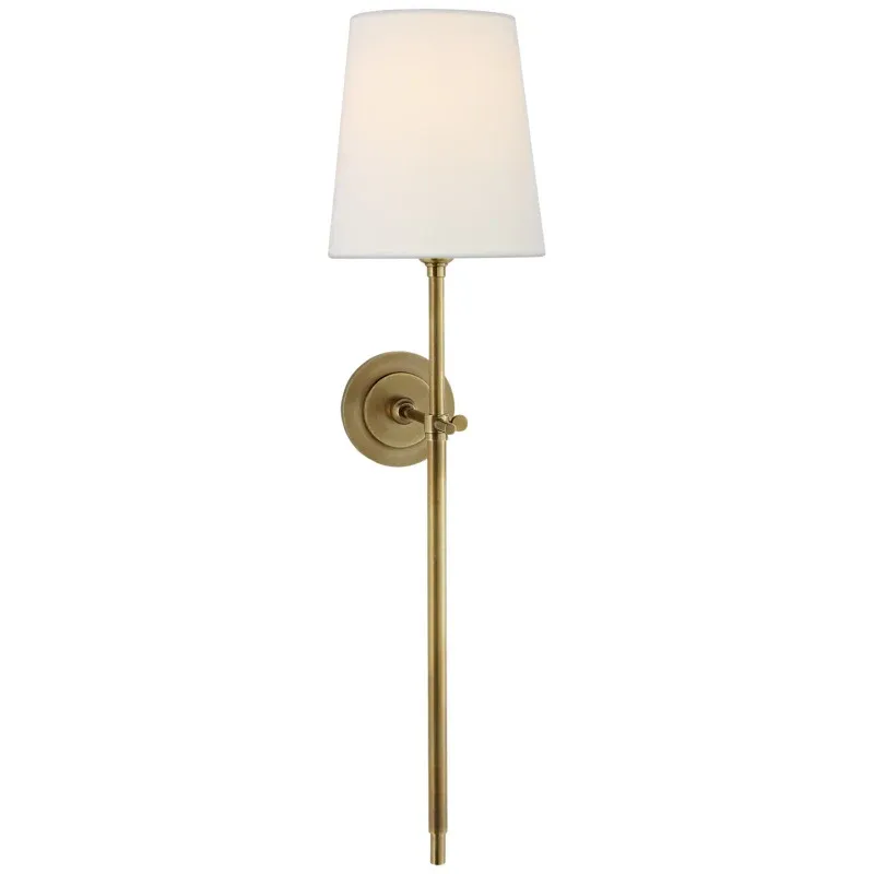 Austin Brass White Tapered Shade Wall Lamp