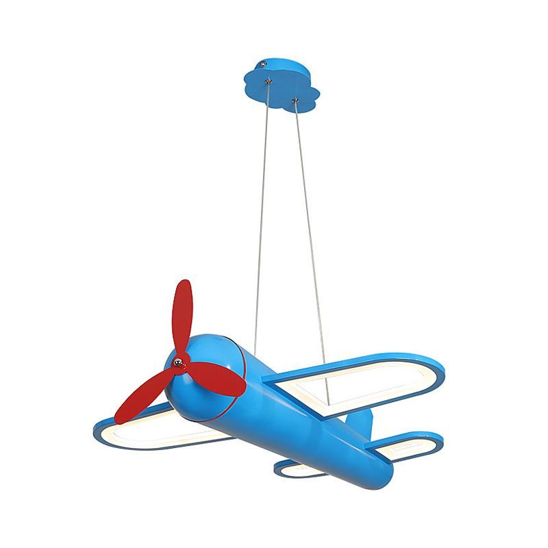 Blue airplane pendant light, children's room lighting