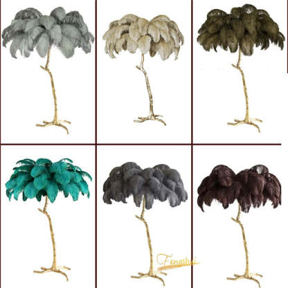 O'Moore Nordic Luxury Unique Ostrich Feather Floor Lamp/Table Lamp