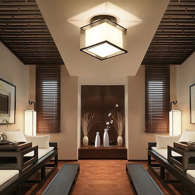 Modern Square Flush Mount Ceiling Light in bedroom