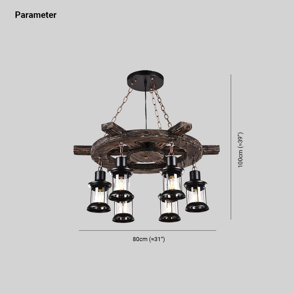 Austin Pendant Light, wood and metal chandelier dimensions
