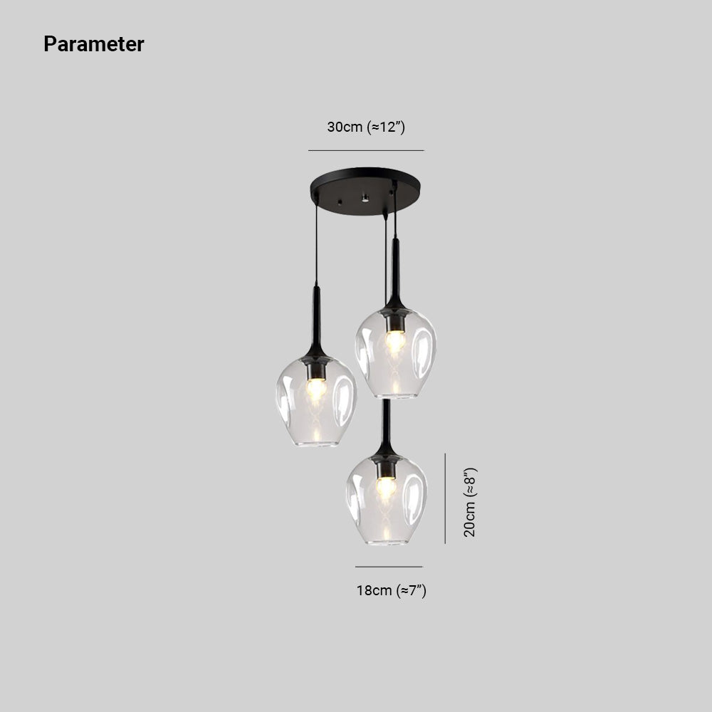 Valentina pendant light dimensions. Nordic style glass cluster light.