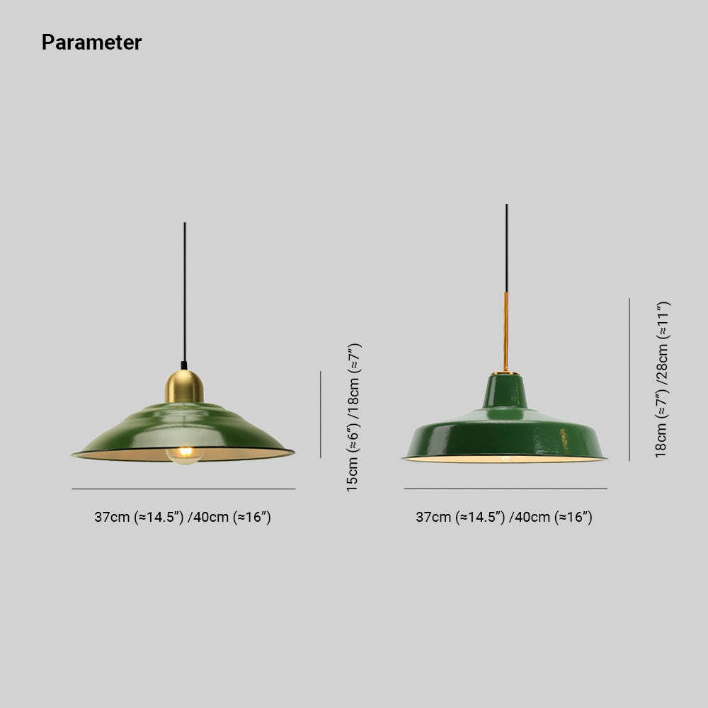 Cairns Pendant Light Dimensions - Vintage Metal, Green