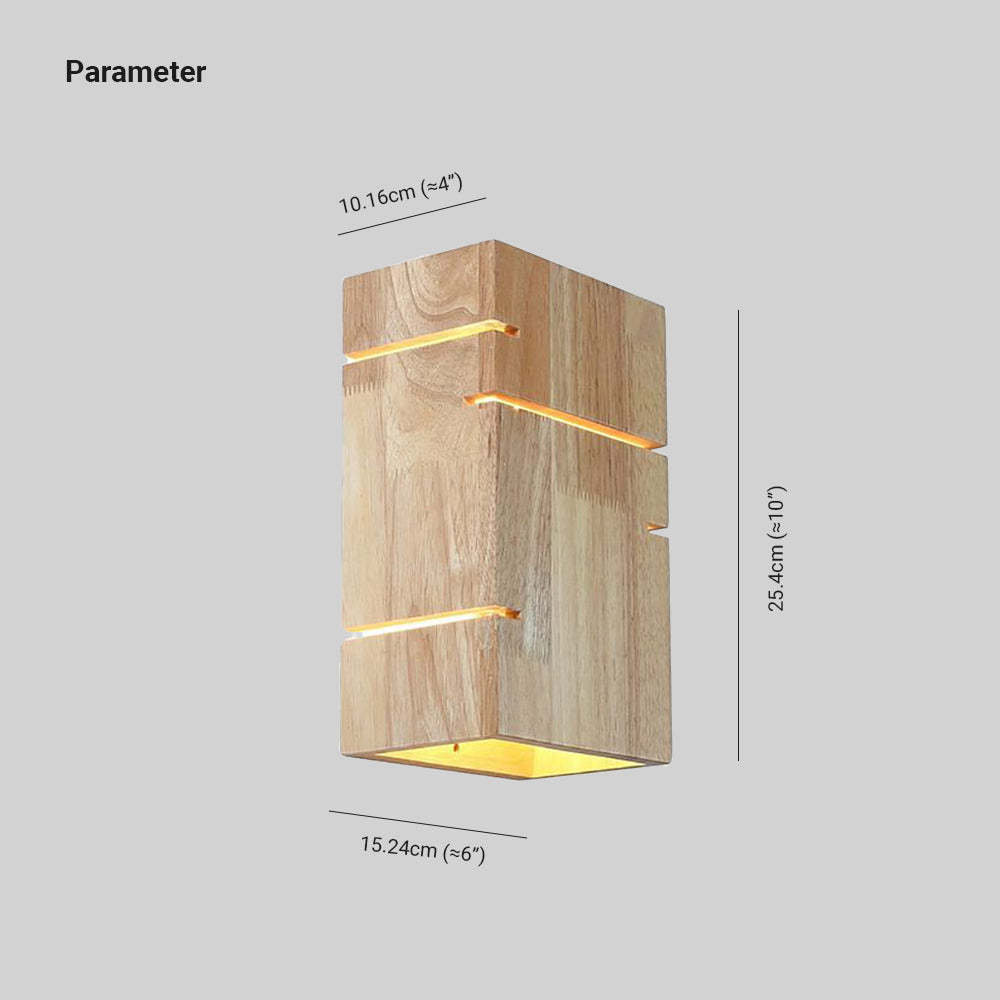 Ozawa Wood Wall Lamp Dimensions, Rectangular, Bedside