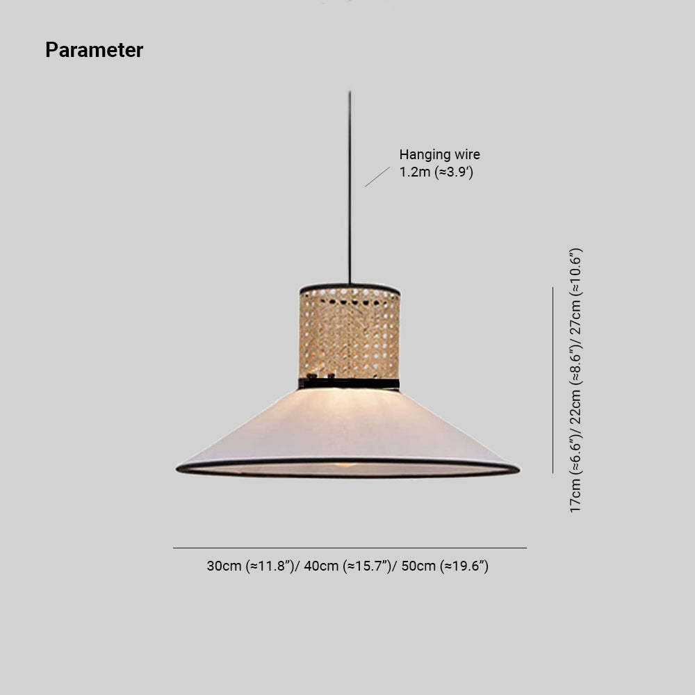 Ritta Pendant Light dimensions - Rattan and fabric lamp sizes