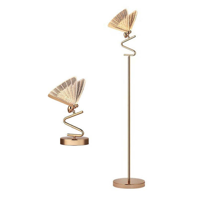 Gold butterfly floor and table lamp set, modern design
