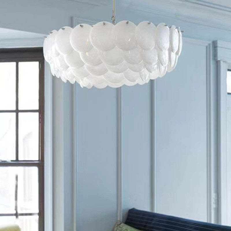 Lottie White Ceramic Leaf Art Deco Chandelier Lighting