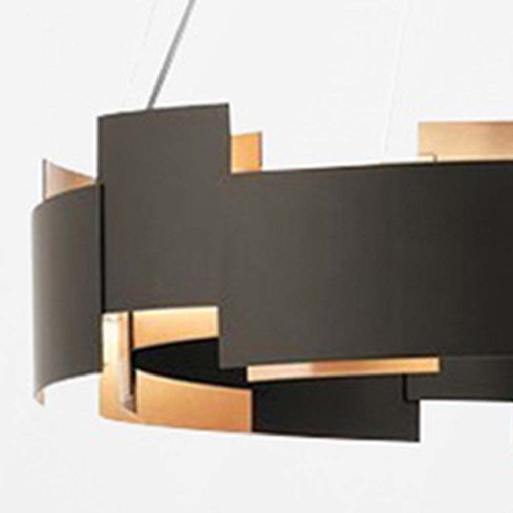 Modern Evette ring pendant light, metal fixture detail
