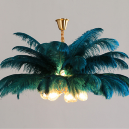 O'Moore Nordic Luxury Pendant Light, Brass/Feather