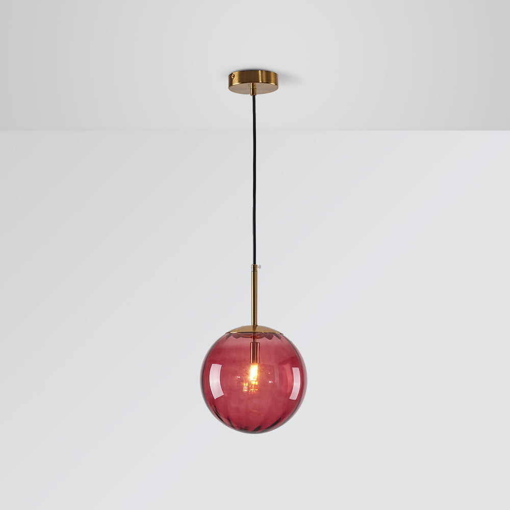 Red glass bubble pendant light. Modern hanging lamp.