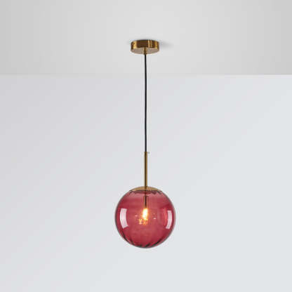 Red glass bubble pendant light. Modern hanging lamp.