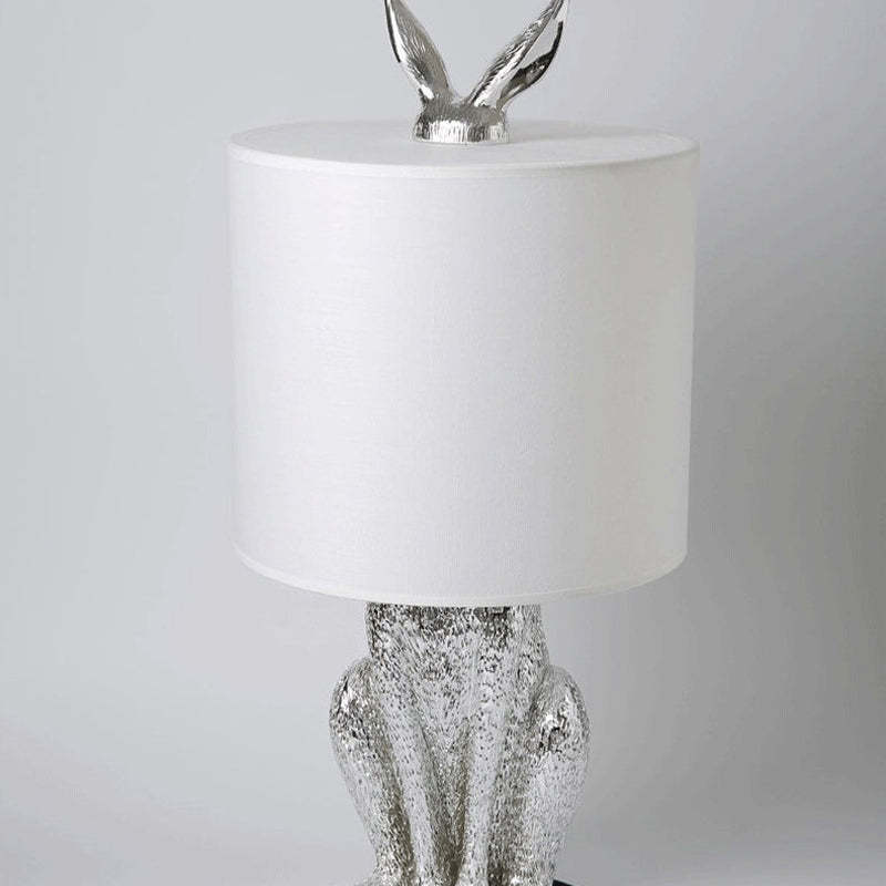 Silver rabbit lamp with white shade, Las Sola
