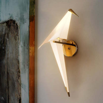 Clifford bird wall lamp, gold and white, Las Sola lighting