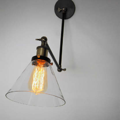 Brady Wall Lamp: Industrial Metal & Glass Light for Bedroom