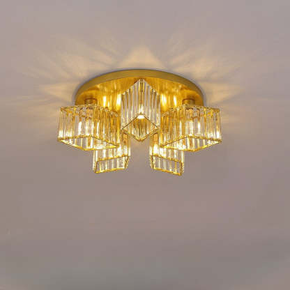 Gold Eryn Flush Mount Ceiling Light with crystal shades