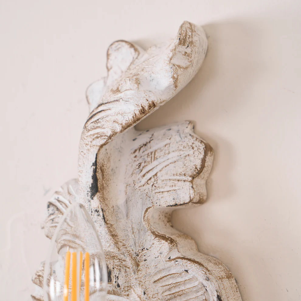 Alessio Vintage Metal Wood Old White Antique Gold Old Grey Wall Lamp Dining Room