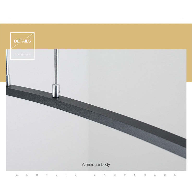 Details of Edge curved linear pendant light's aluminum body.