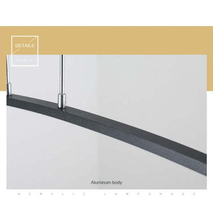 Details of Edge curved linear pendant light's aluminum body.