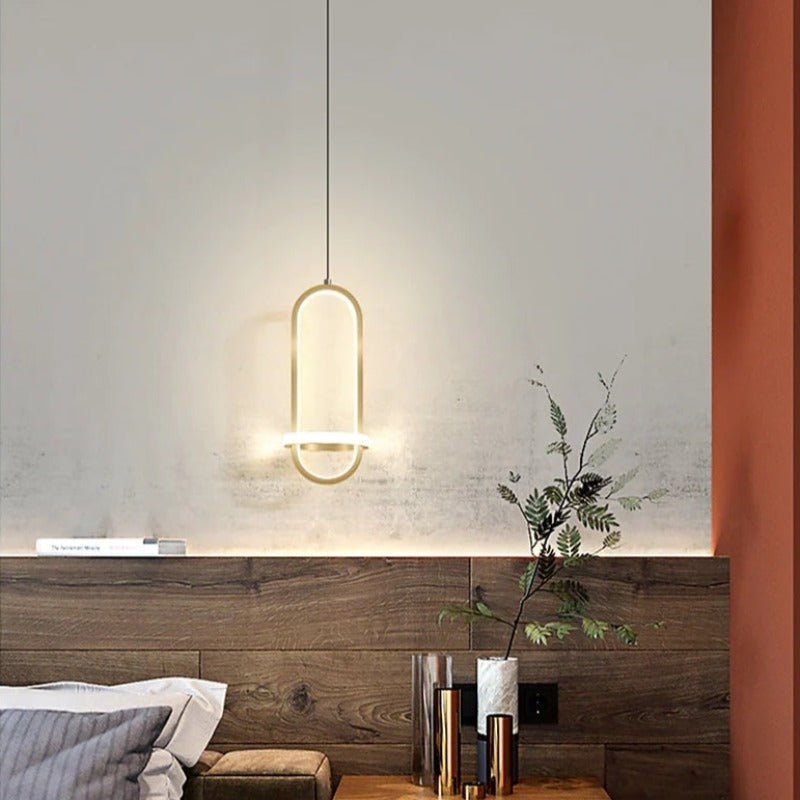 Nyla LED Ring Pendant Light in bedroom setting, lighting design