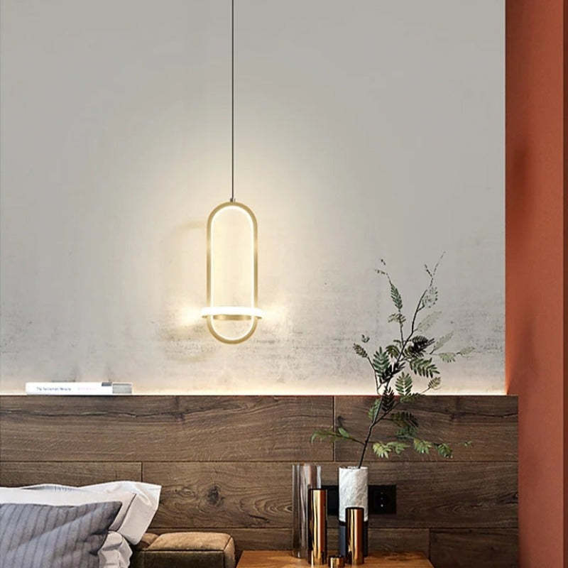 Nyla LED Ring Pendant Light in bedroom setting, lighting design