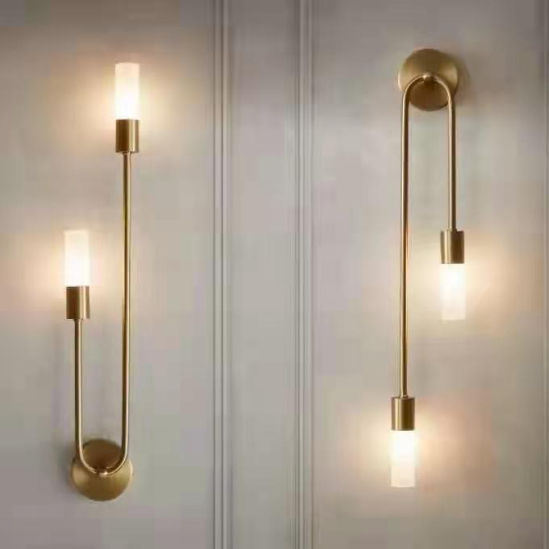 Meza modern wall sconces, gold finish, bedroom lighting