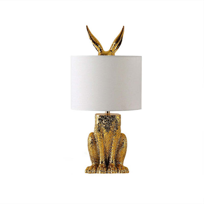 Gold Rabbit Table Lamp with White Shade | Las Sola