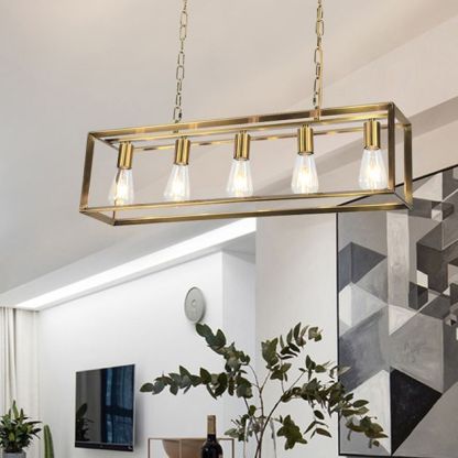 Brass Rectangle Pendant Light | Las Sola Lighting