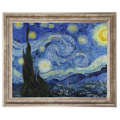 Framed reproduction of Van Gogh's The Starry Night painting for dining room wall art
