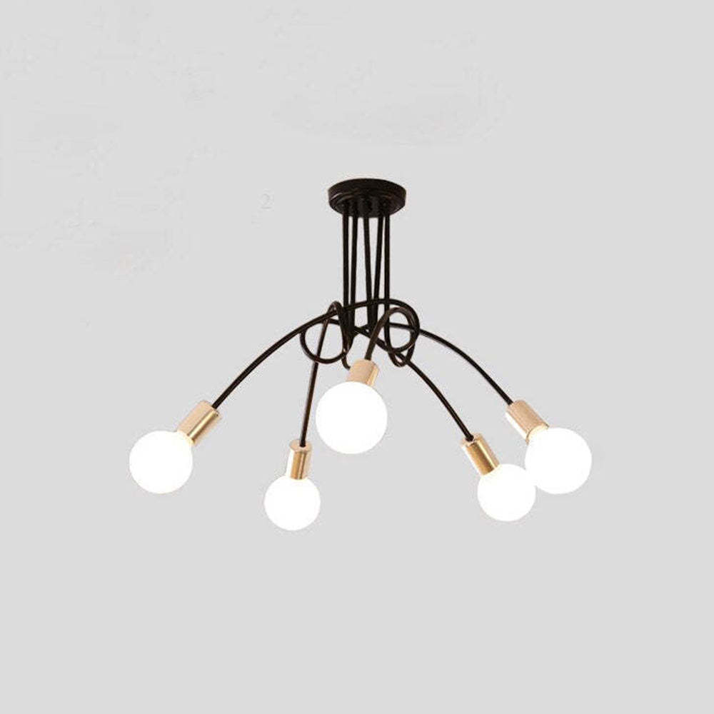 Black Valentina ceiling light with five LED bulbs