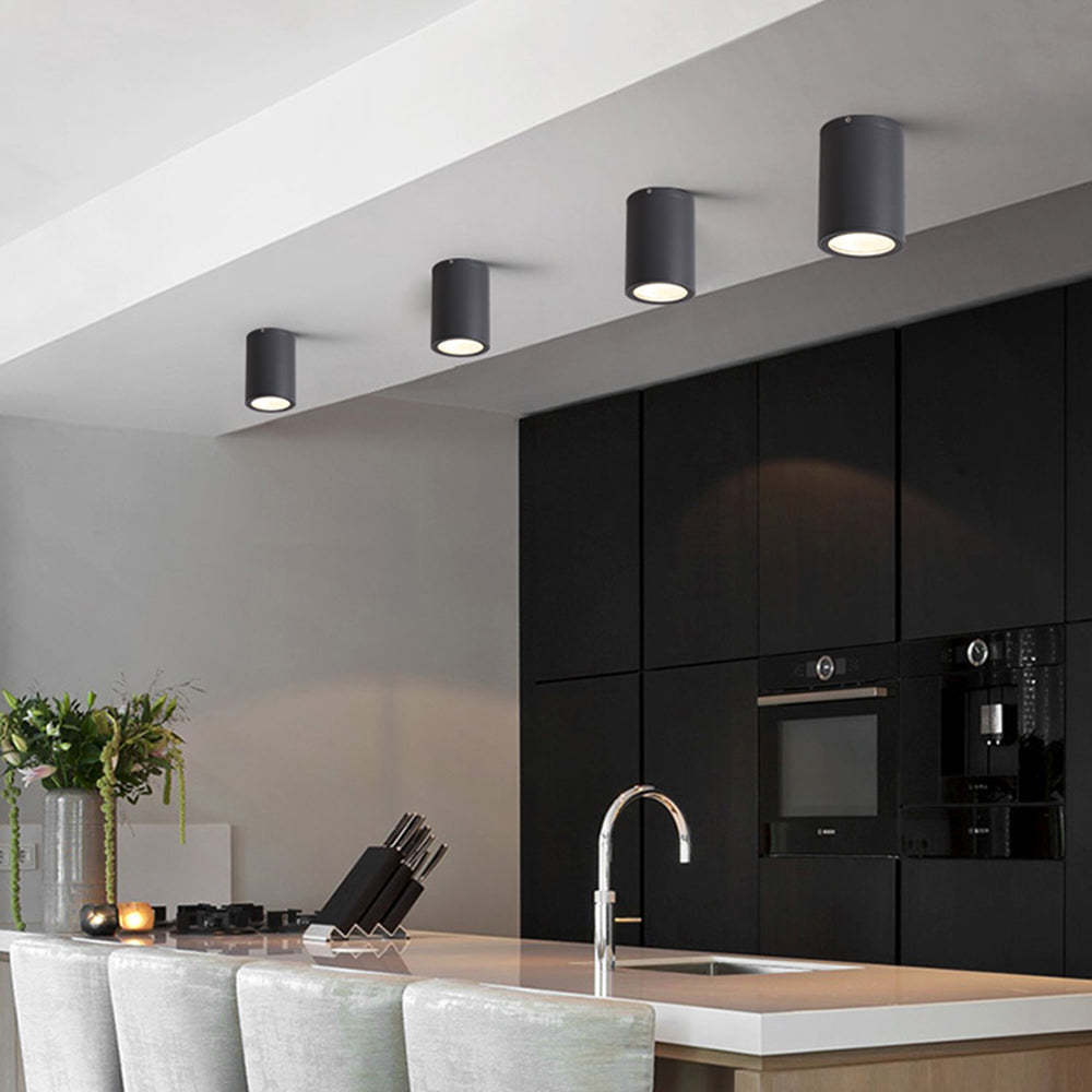 Orr Modern Cylindrical Flush Mount Ceiling Light Metal Glass