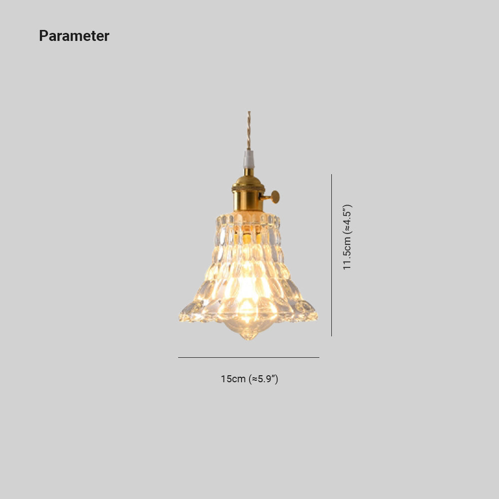 Hailie Art Deco Pendant Light dimensions, brass and glass.