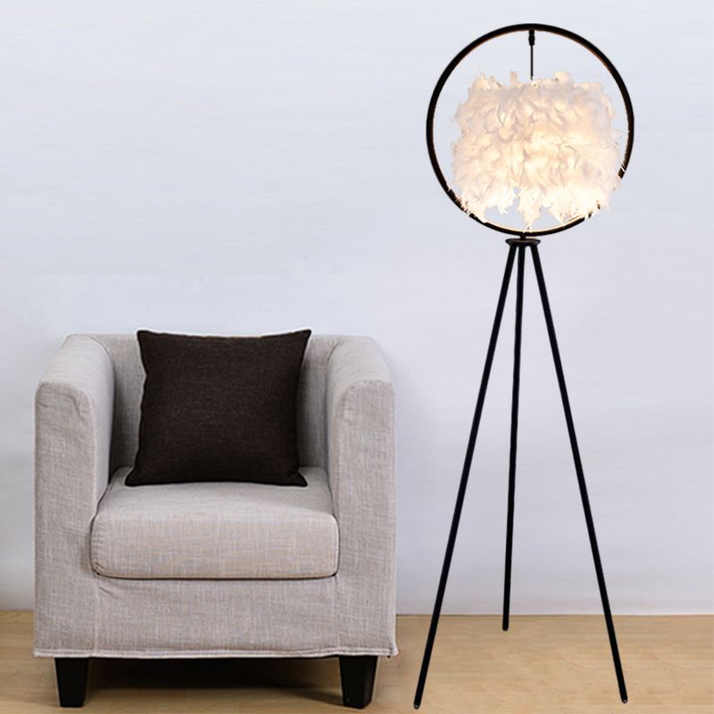 O'Moore Feather Ring Floor Lamp in Living Room Setting