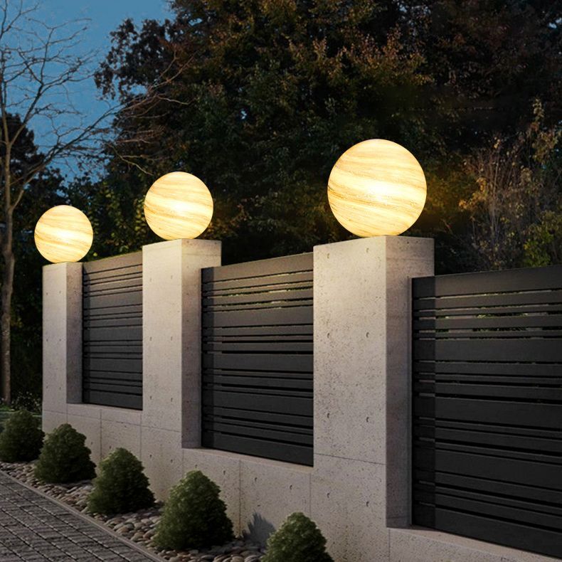Elif Moon Globe Outdoor Lights on modern fence