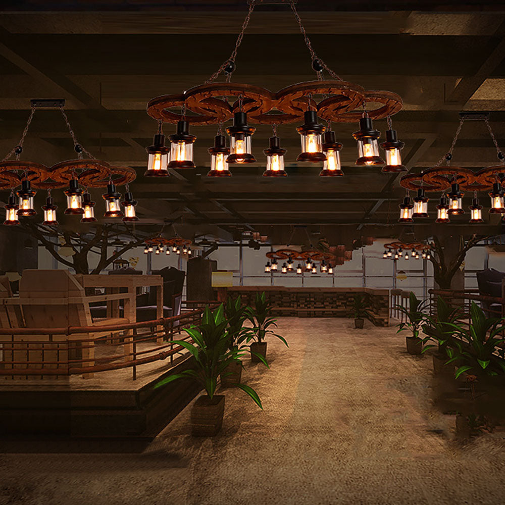 Walnut Pendant Light in Rustic Restaurant