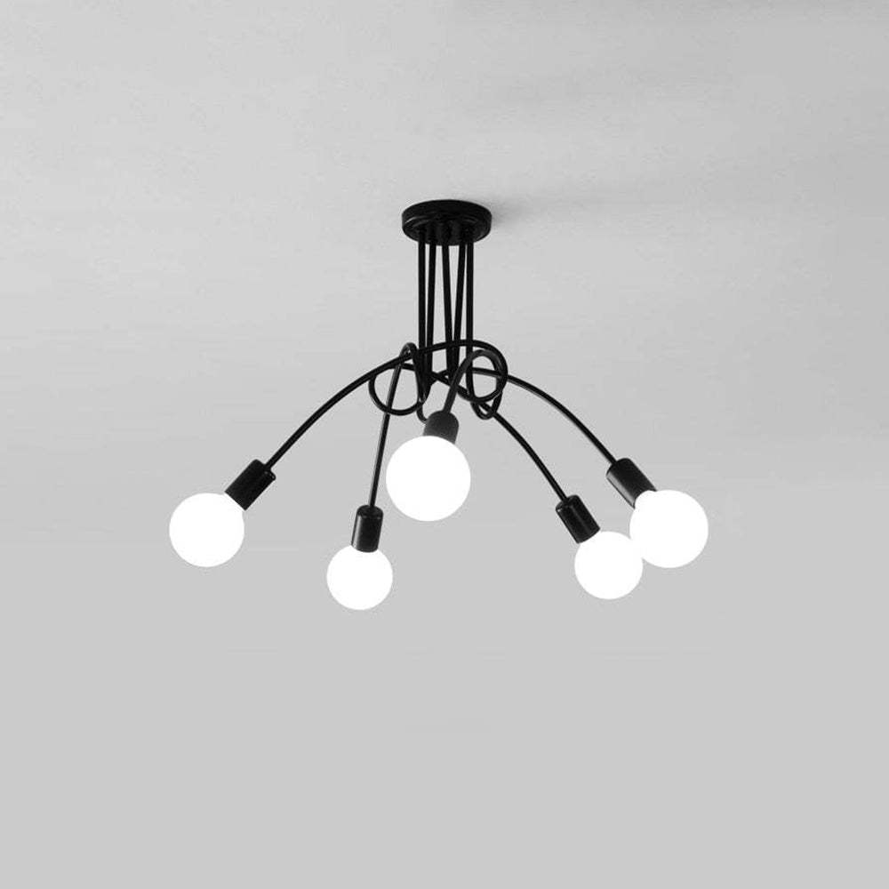 Black Valentina ceiling light with five LED bulbs