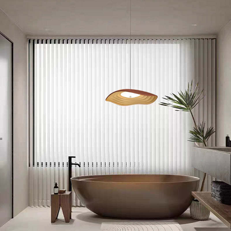 Resin LED pendant light in modern bathroom. Las Sola lighting.