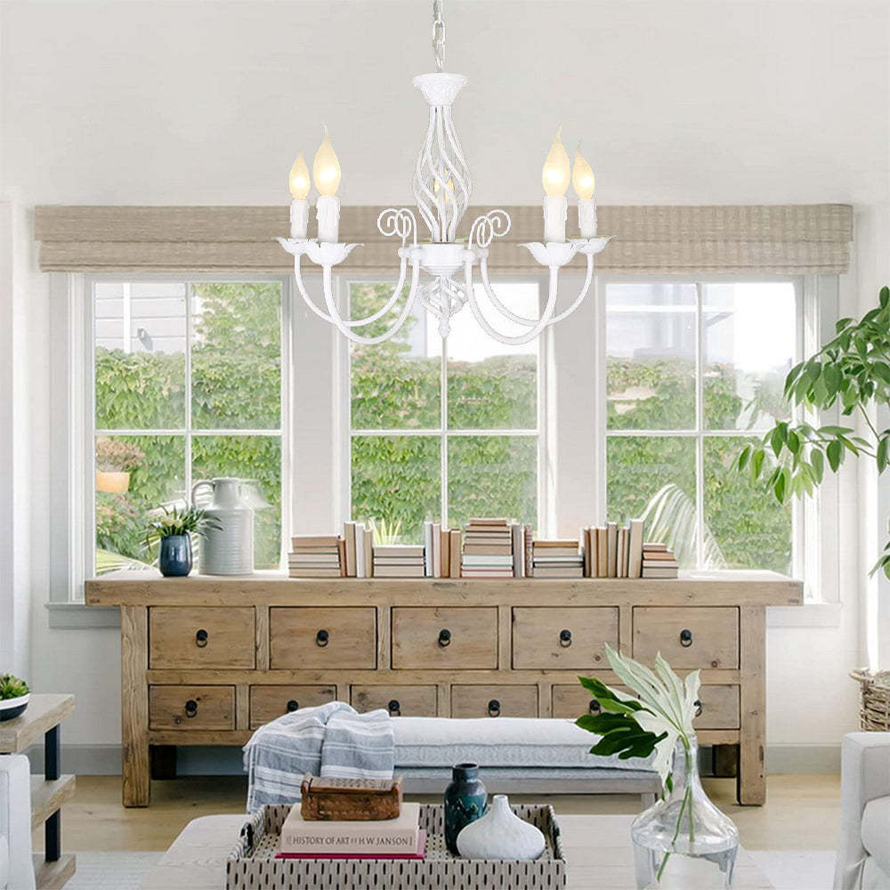 White Silva Chandelier in a Dining Room