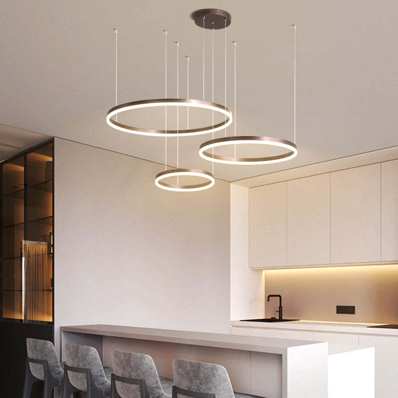 Arisha Modern Pendant Light, circular LED lighting in kitchen. Arisha Modern Pendant Light Tir-Circle Metal