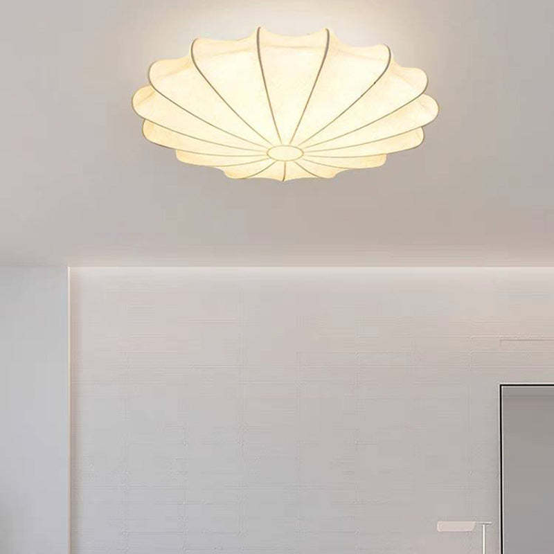 Renée Fabric Flush Mount Ceiling Light on white ceiling