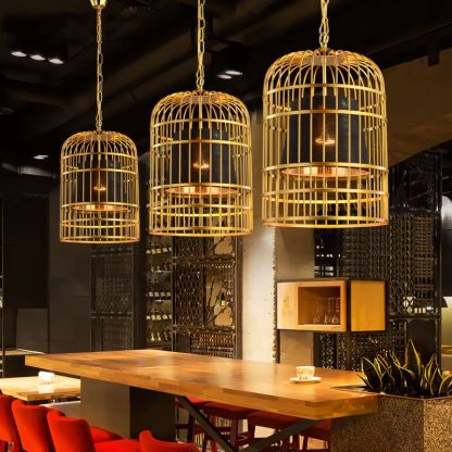 Alessio metal birdcage pendant lights in restaurant